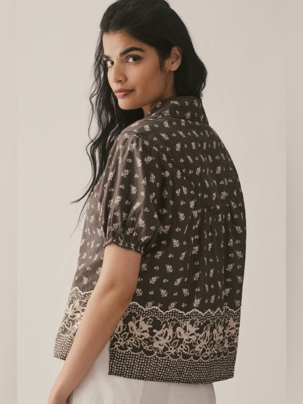Pilcro Short-Sleeve Pop Over Blouse - Picture 2 of 14